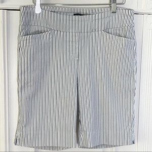 Hilary Radley Pull On Stretch Bermuda Striped Shorts